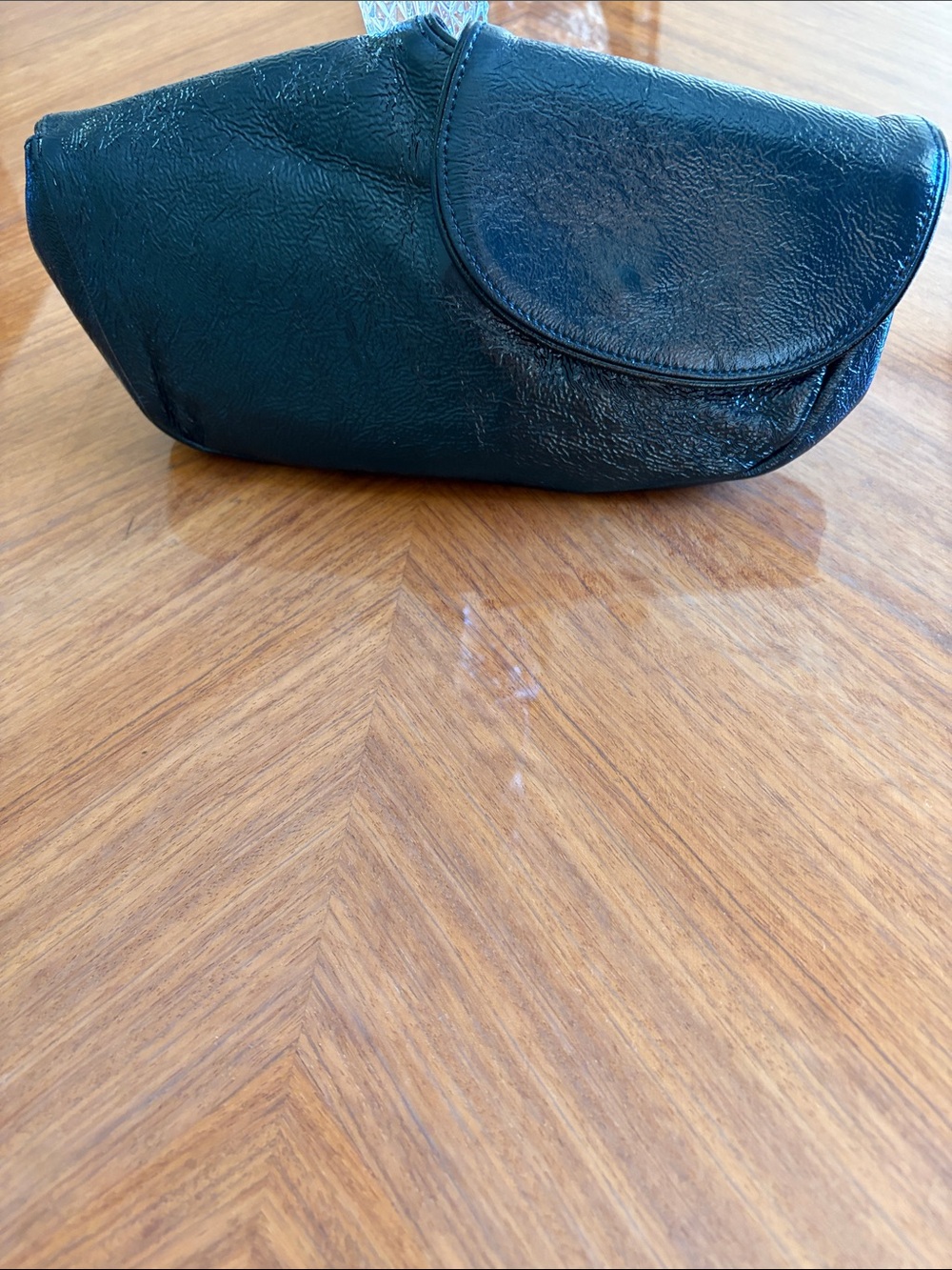 Black Leather Crescent clutch Unbranded